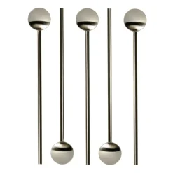 Tor cocktaillepel met rietje 20 cm 6-pack, Roestvrij staal