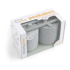 Wally beker met peekaboo rietje 2-pack, Grijs