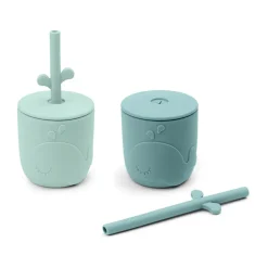 Wally beker met peekaboo rietje 2-pack, Blauw