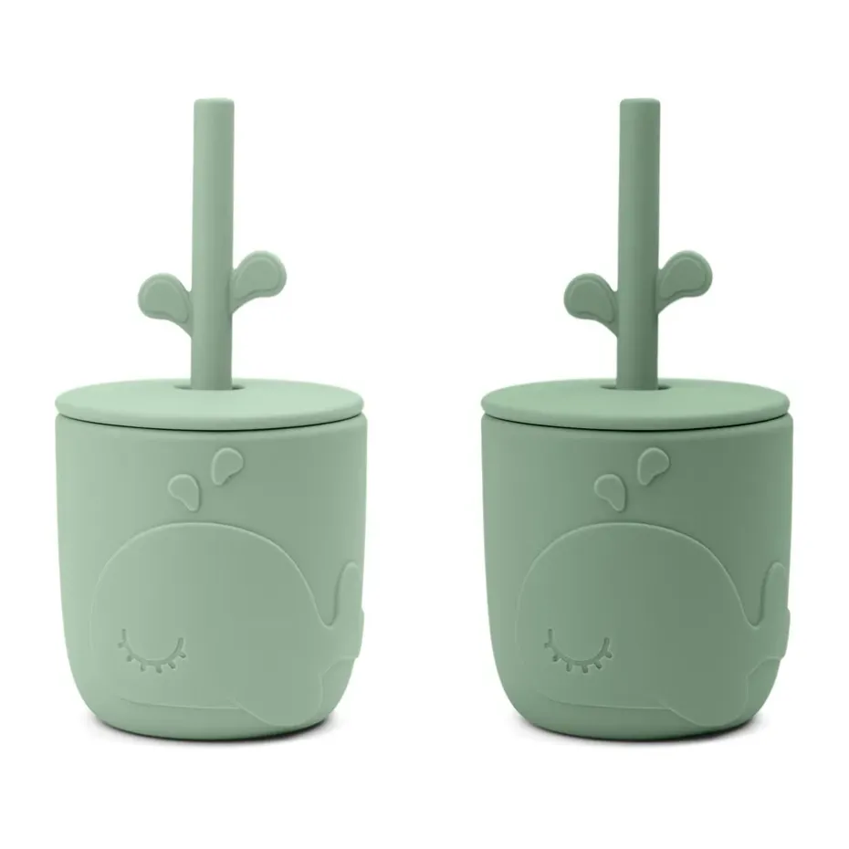Wally beker met peekaboo rietje 2-pack, Groen