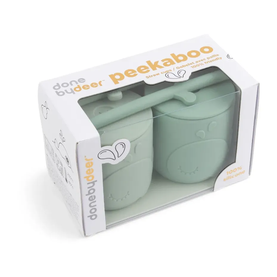 Wally beker met peekaboo rietje 2-pack, Groen