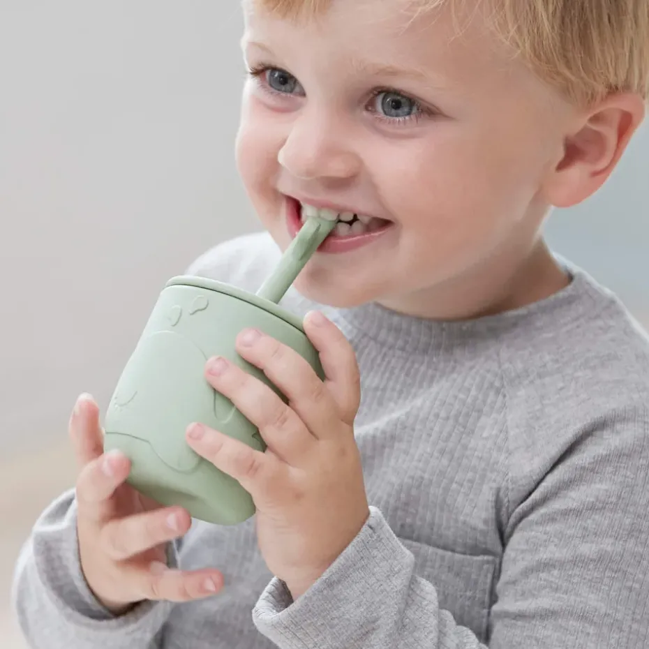 Wally beker met peekaboo rietje 2-pack, Groen