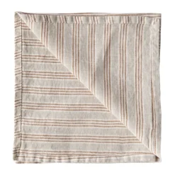 Washed linen servet, Hazelnoot streep