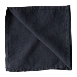 Washed linen servet, Nachtblauw
