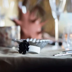 Water Lily servetring, White-black